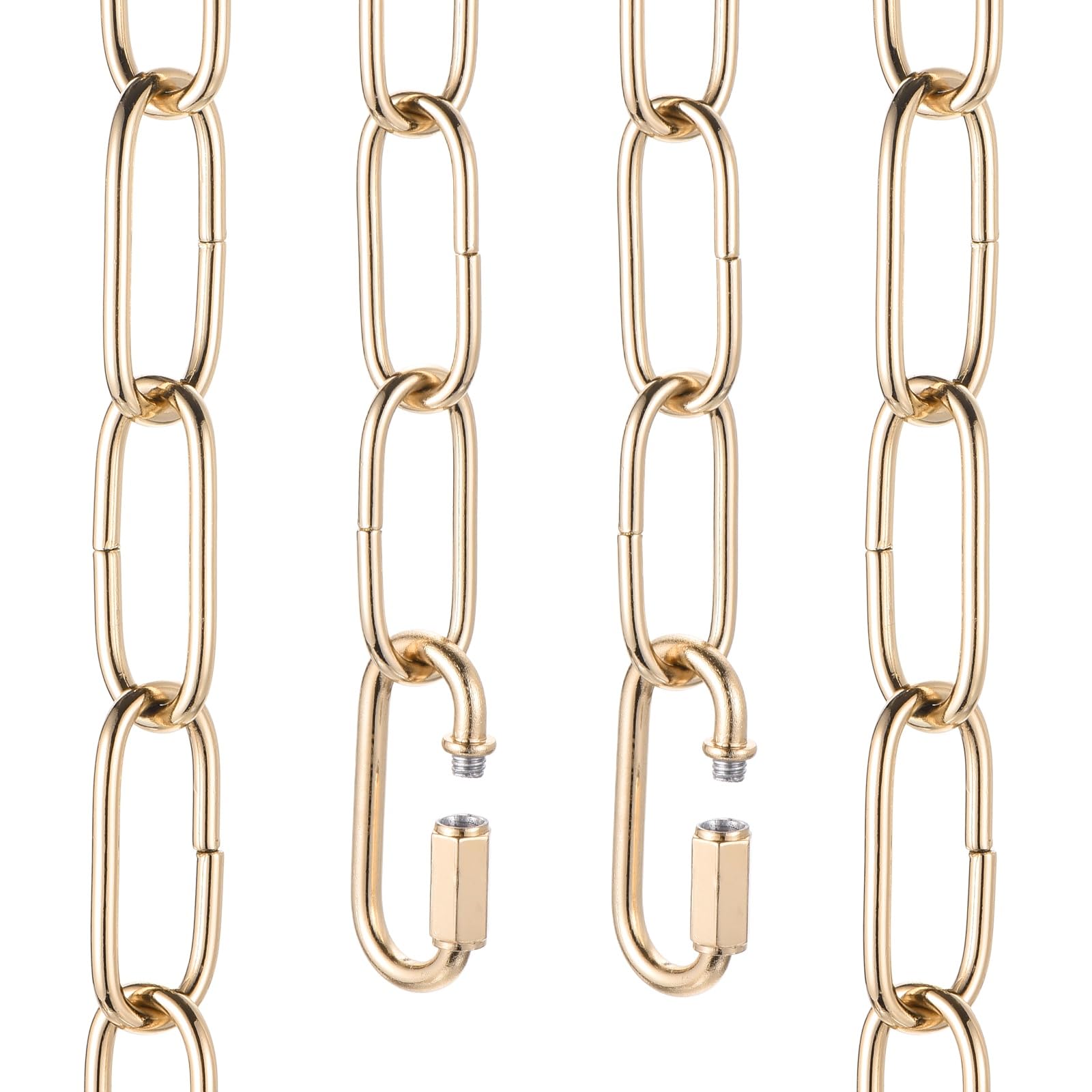 sourcing map 2ft Lighting Hanging Chain, 3mm/0.12" Looping Metal Pendant Chandelier Chain Extension with 2 Quick Link Lock for Hanging Plant Pendant Chandelier Light Fixture, Rose Gold — image 1