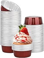 Vista 18 de Beasea Paquete de 100 vasos desechables de papel de aluminio, 8 onzas, 7.9 fl oz, 3.9 pulgadas, para hornear, magdalenas, magdalenas, tazas de pudín