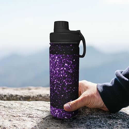 Miniatura 8 de JENKEM Hermoso brillo púrpura 18oz deportes aislados hervidor botellas de agua de acero inoxidable para correr senderismo ciclismo