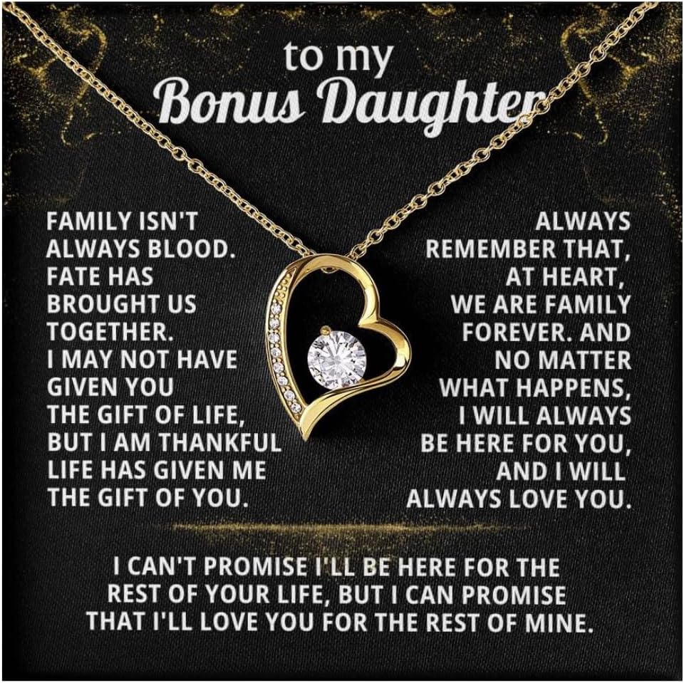Jewelry TO MY BONUS DAUGHTER From Dad, Gift from Dad, Christmas, Necklace for bonus daughter, Birthday, Step daughter, Adult, FAMILY FOREVER