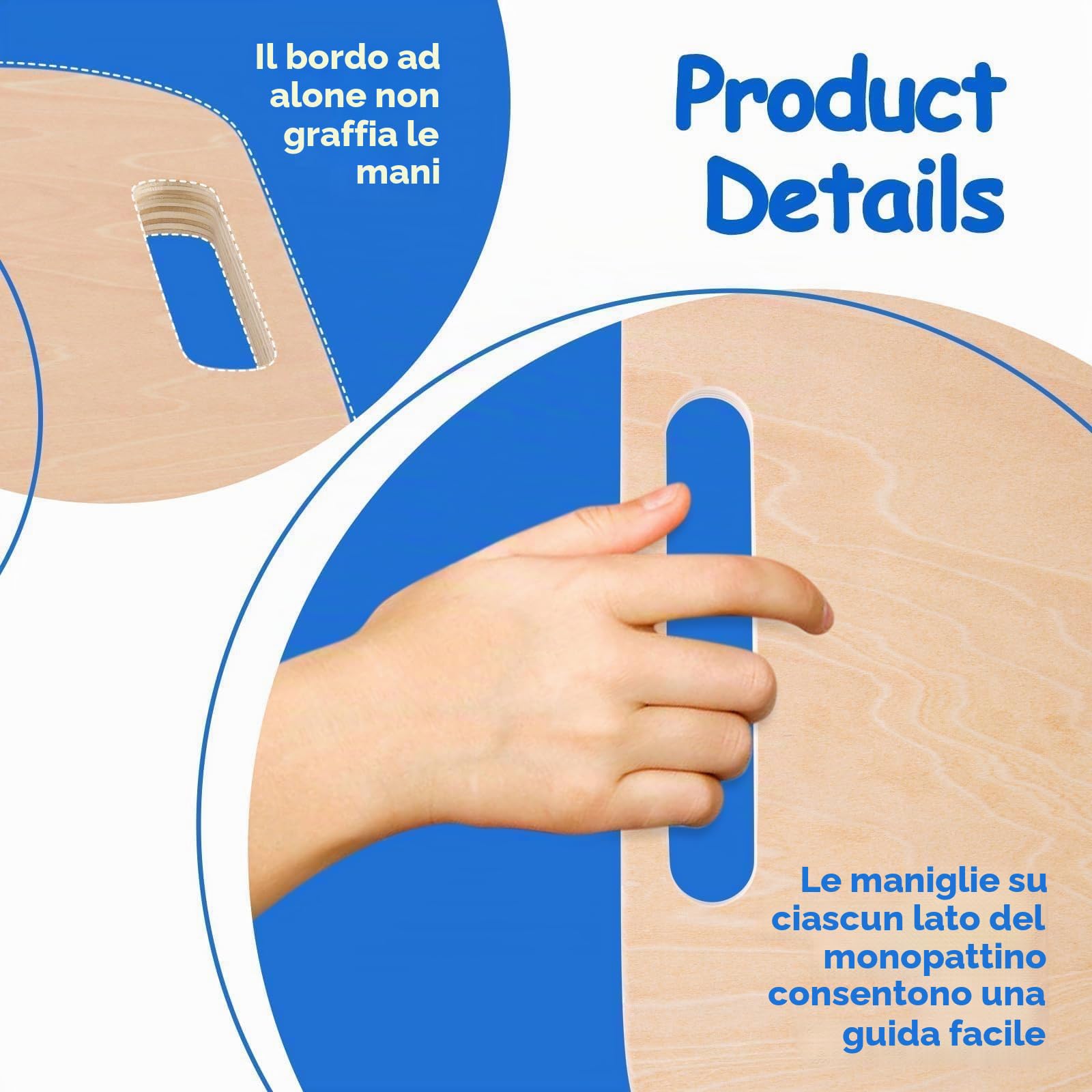 Kids Sitting Scooter Board with Handles and Universal Wheels, Safety Wooden Scooter Board for Kids, Manual Sport Scooters for Indoor & Outdoor Play