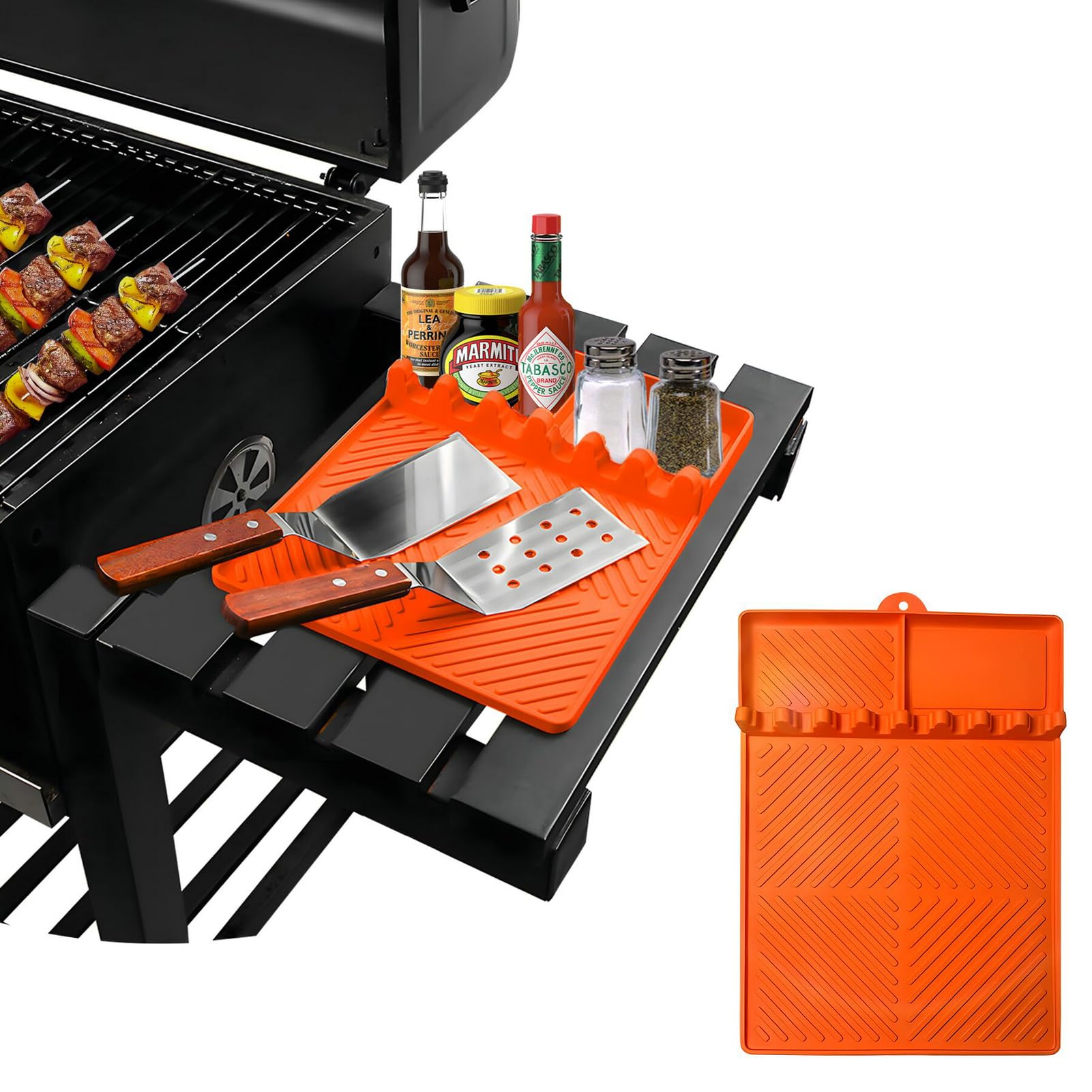 Grillmatte Aus Silikon – 40,6 X 29,2 Cm, Hitzebeständig Bis 230°C, Mit Werkzeughaltern