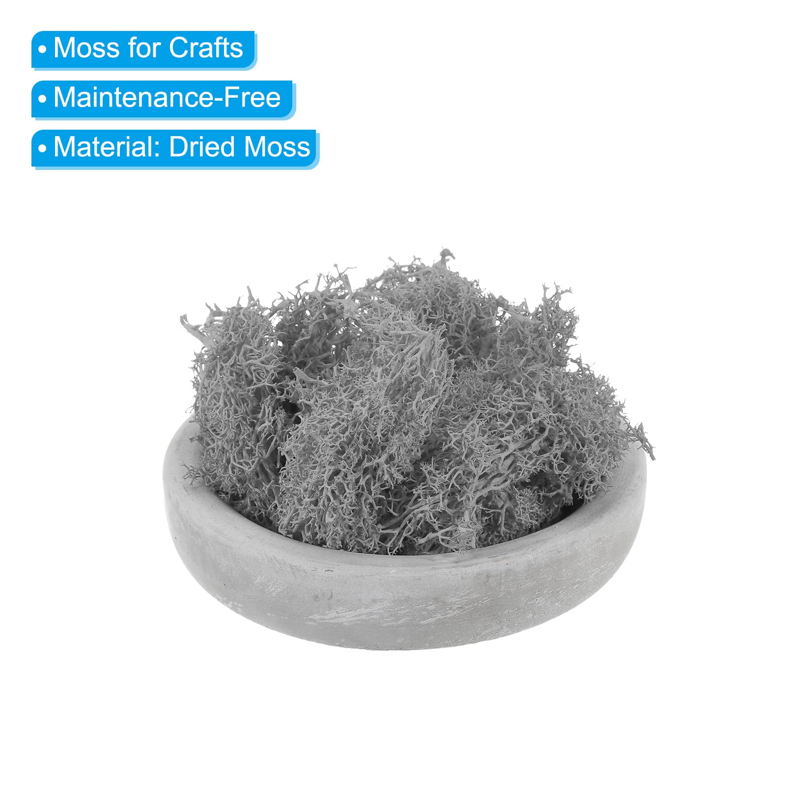 PATIKIL 3.5 OZ Finto Muschio Conservato Renna Muschio Artificiale Muschio Lichene Centrotavola Decoro Finto Muschio per Vaso Piante Natale Artigianato Grigio
