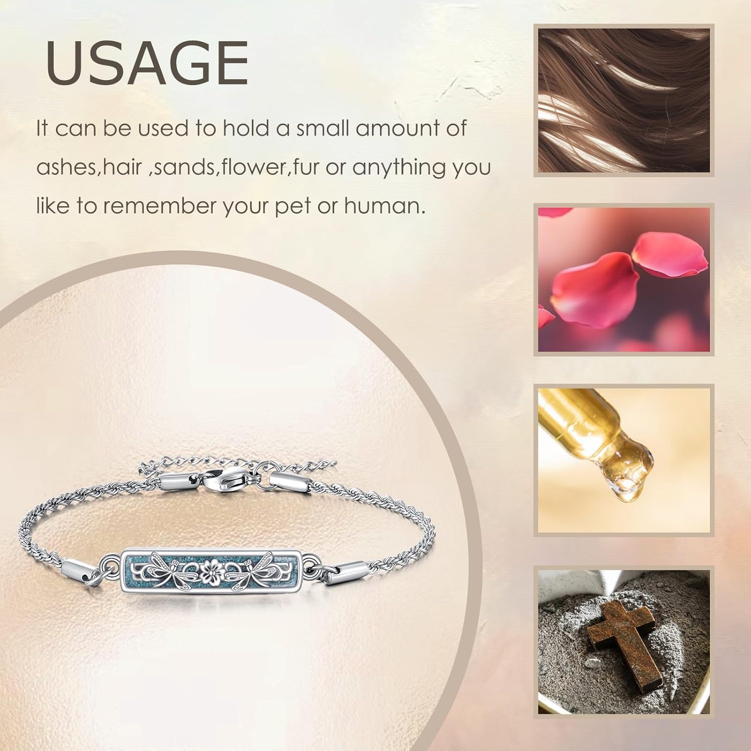 Turquoise Tree Of Life/Dragonfly Bracelet S925 Sterling Silver Urn Bracelets For Ashes Cremation Memorial Jewelry For Women Female Mother Lover - Image 3