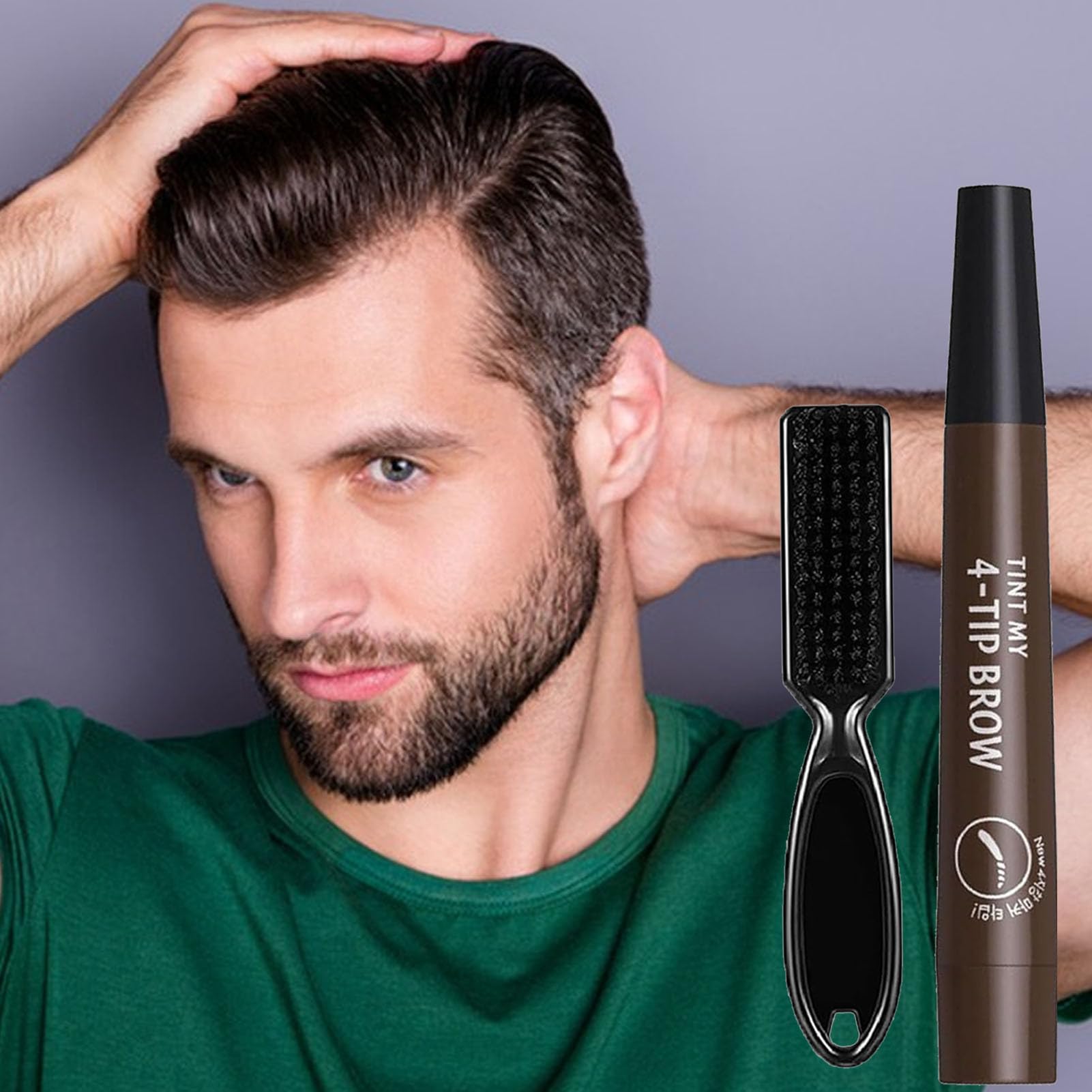 Penna per barba - Penna per riempimento barba resistente all'acqua - Matita per capelli con copertura lunga durata, riempitivo per barba per trucco barba, finitura naturale, riparazione baffi Qumiuu