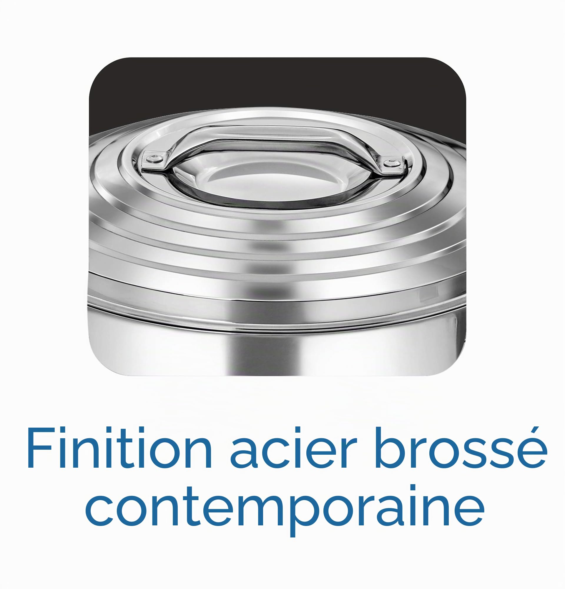 Milton Galaxia Bol de service isotherme en acier inoxydable avec couvercle chaud/froid jusqu'à 4-6 heures 1500 Argenté