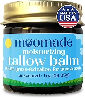Organic Beef Tallow Bag Balm with Rosehip Oil | Unscented 1 oz – Hand Made in USA 100% Grass-Fed Beef Tallow Moisturizer for Face & Body, Baby, Eczema, Acne-Prone & Sensitive Skin