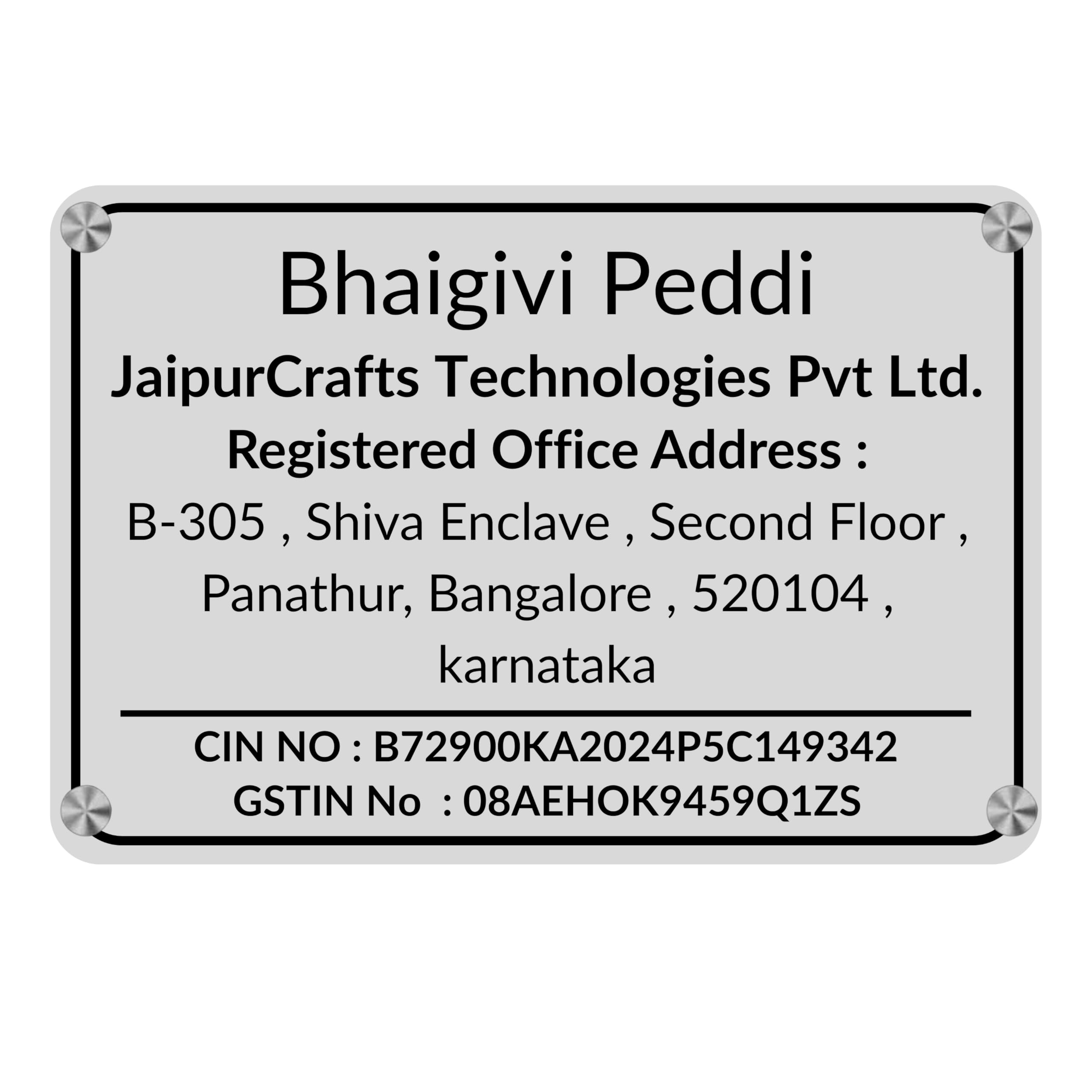 Webelkart Custom GST Name Plate for Office, Acrylic Laminated Board, 30 x 20 cm - White