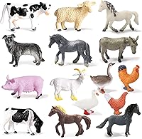 Yowlieu 15PCS Realistic Mini Farm Animal Figurines - Educational Plastic Toys for Kids, Cake Toppers, Party Supplies, Easter Birthday Gifts