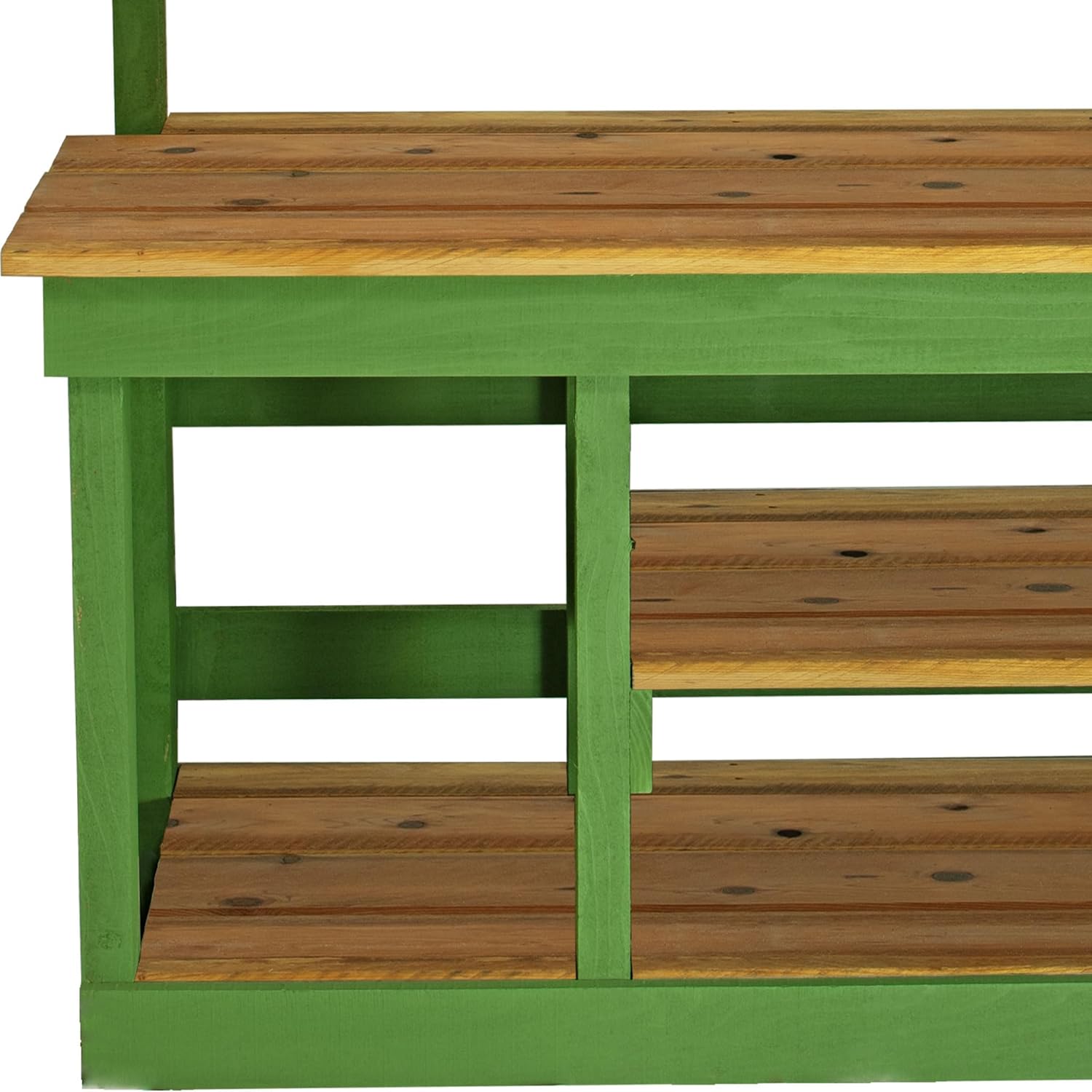 Rustic Gardening Workbench Outdoor Potting Table with Tool Hooks - Wooden Patio Furniture (Painted Greenhouse Frame)