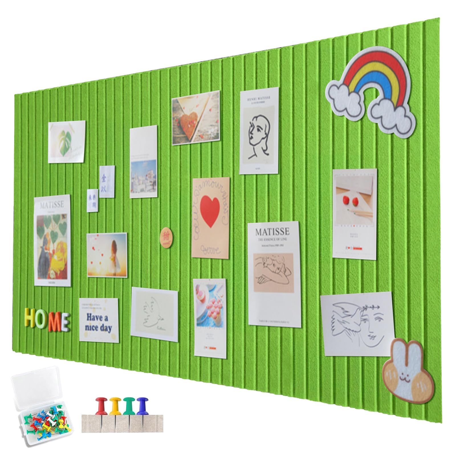 60 x 40 cm Felt Board, Large Felt Notice Board, Self-Adhesive, Decorative Felt Notice Board, 0.9 cm Thick, Foldable Photo Board, Memo Boards, Bulletin Board, Wall Decoration for Office, Kitchen, Green