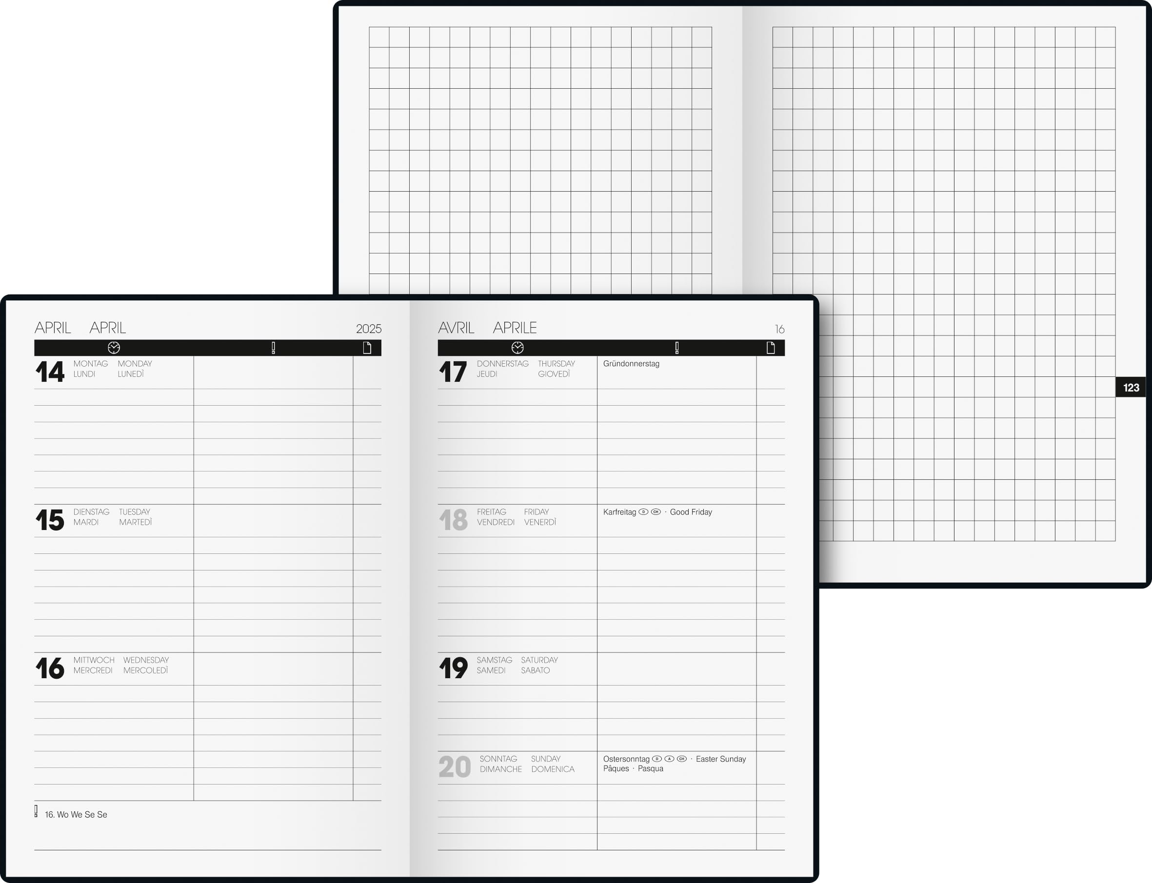 BRUNNEN Pocket Diary TimeCenter Model 728 (2025), 2 Pages = 1 Week, A6, 352 Pages, Plastic Cover, Black, nicht bekannt - Image 2
