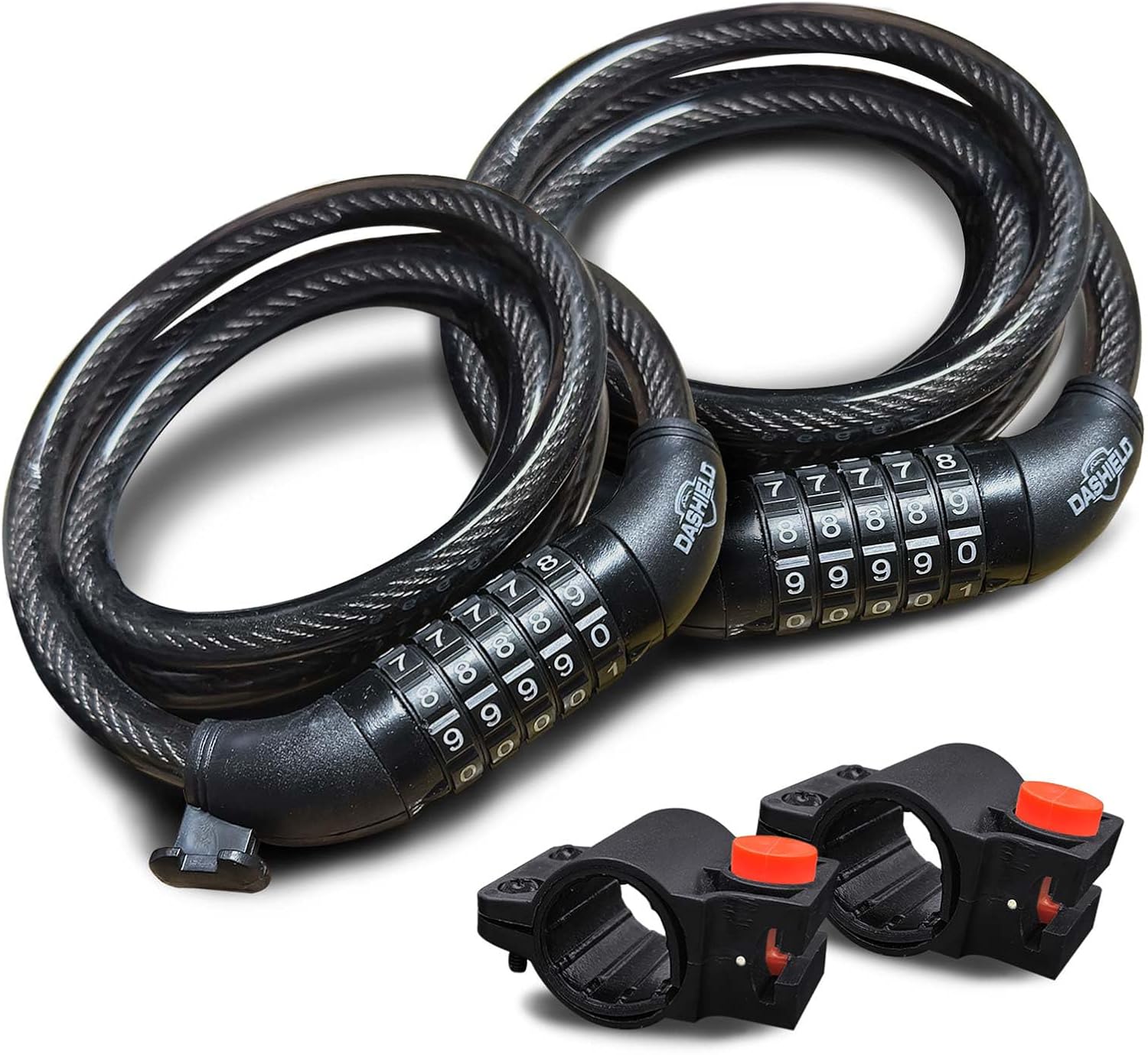 Bike Lock Cable 5 Digit Resettable Combination Code for Bicycle and Scooter Cable Lock Anti Theft Cable Locks with Secure Mounting Bracket (70" (2 Pack))