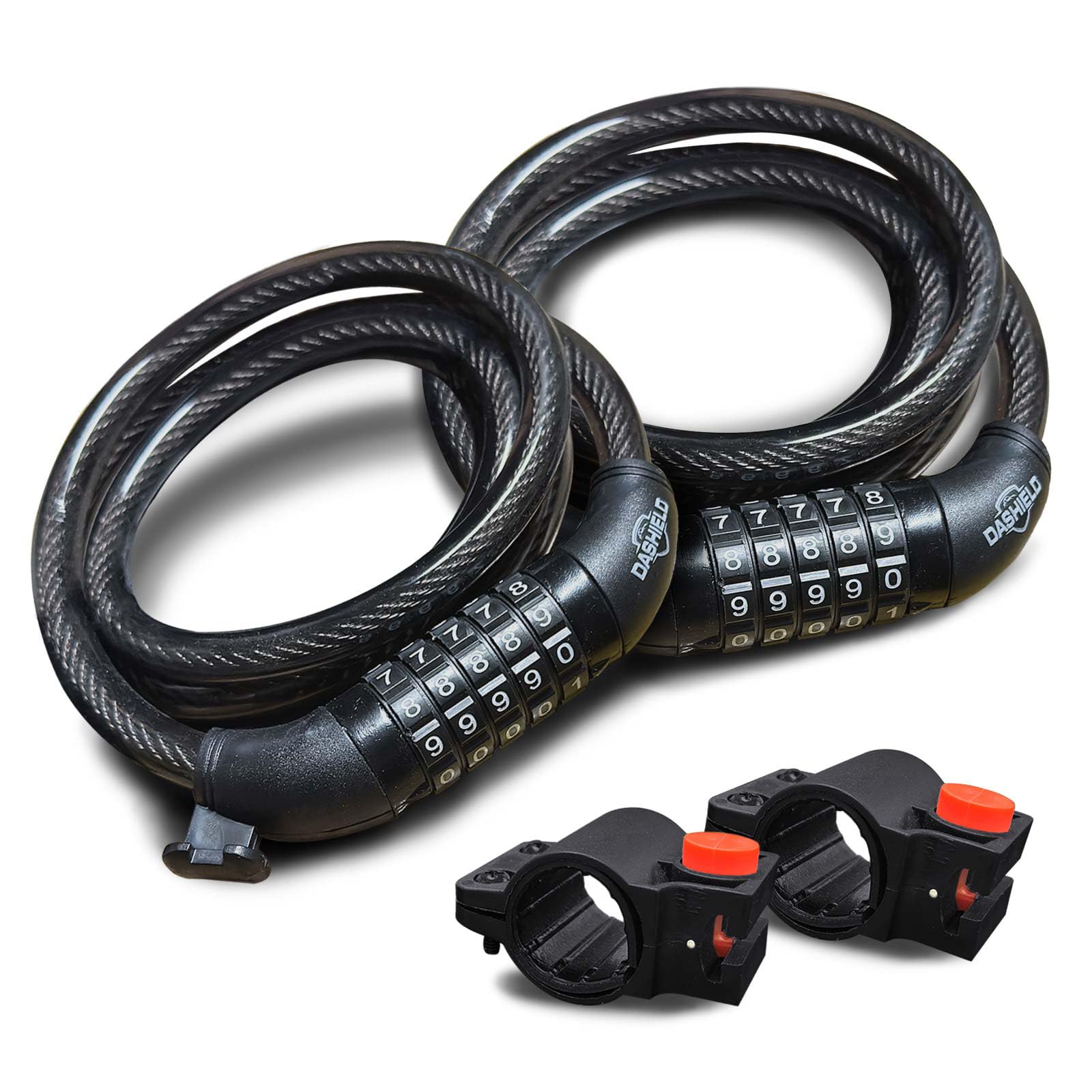 Cavo di blocco per bicicletta a 5 cifre ripristinabile con combinazione per bicicletta e scooter, antifurto con staffa di montaggio sicura (119,4 cm (confezione da 2)