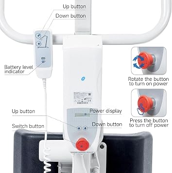 Stand Up Electric Patient Lift, Sit to Stand Lift, Full Body Patient Transfer Lifter for Home Use and Facilities, 400 lb. Weight Capacity. Rechargeable Battery and Transport Sling