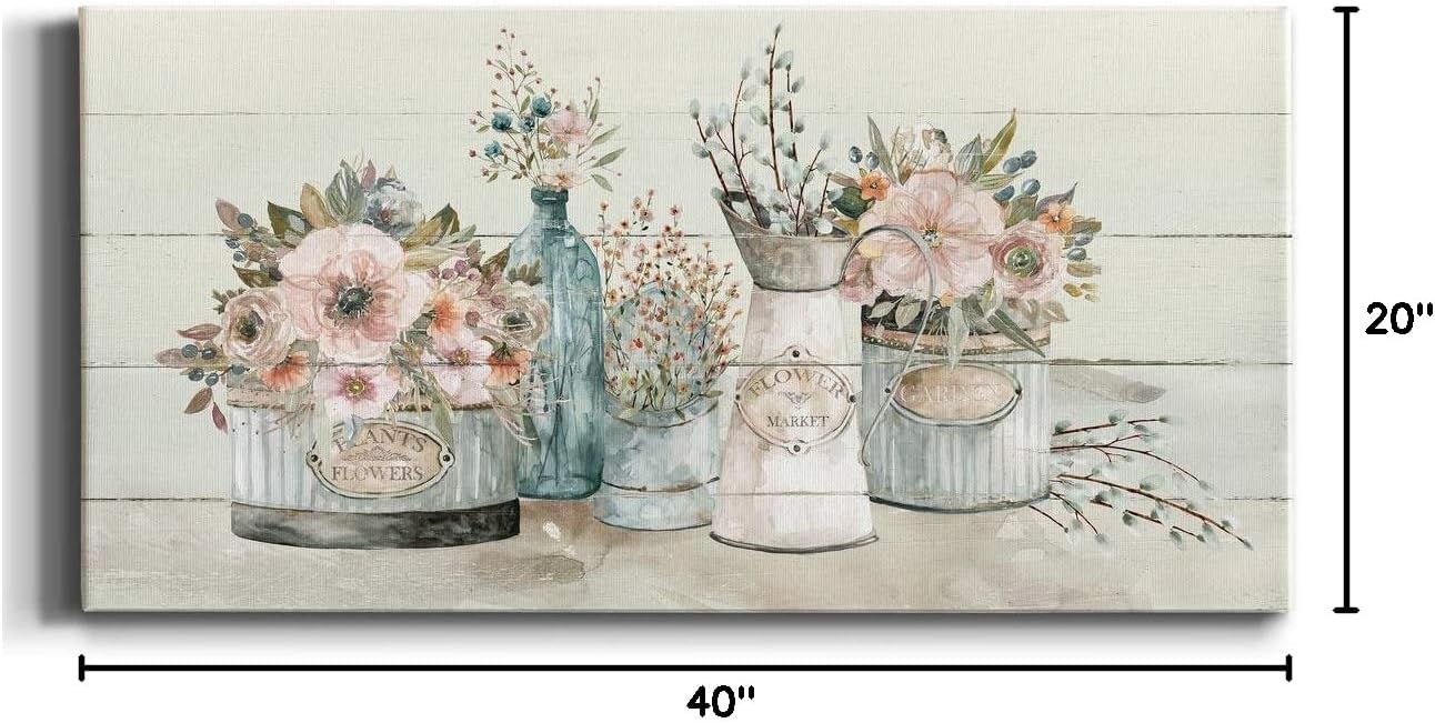 Renditions Gallery Canvas Wall Art, Wall Décor Canvas, Modern, Contemporary, Rustic, Romantic, & Industrial, Ready to Hang - Flower Market 20X40