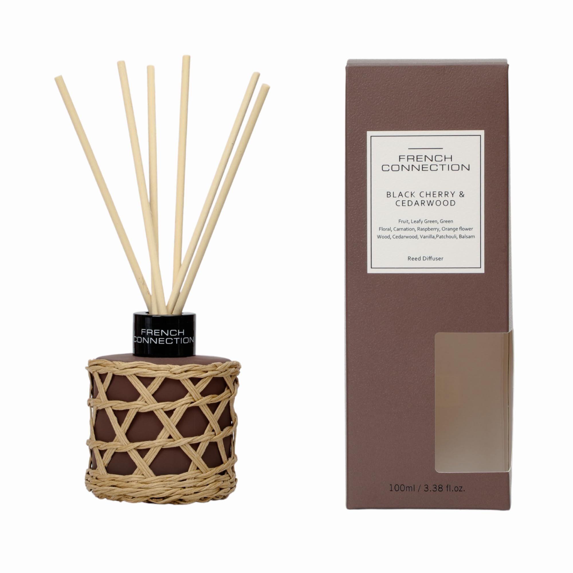French Connection Black Cherry & Cedarwood Reed Diffuser 100ml Bamboo