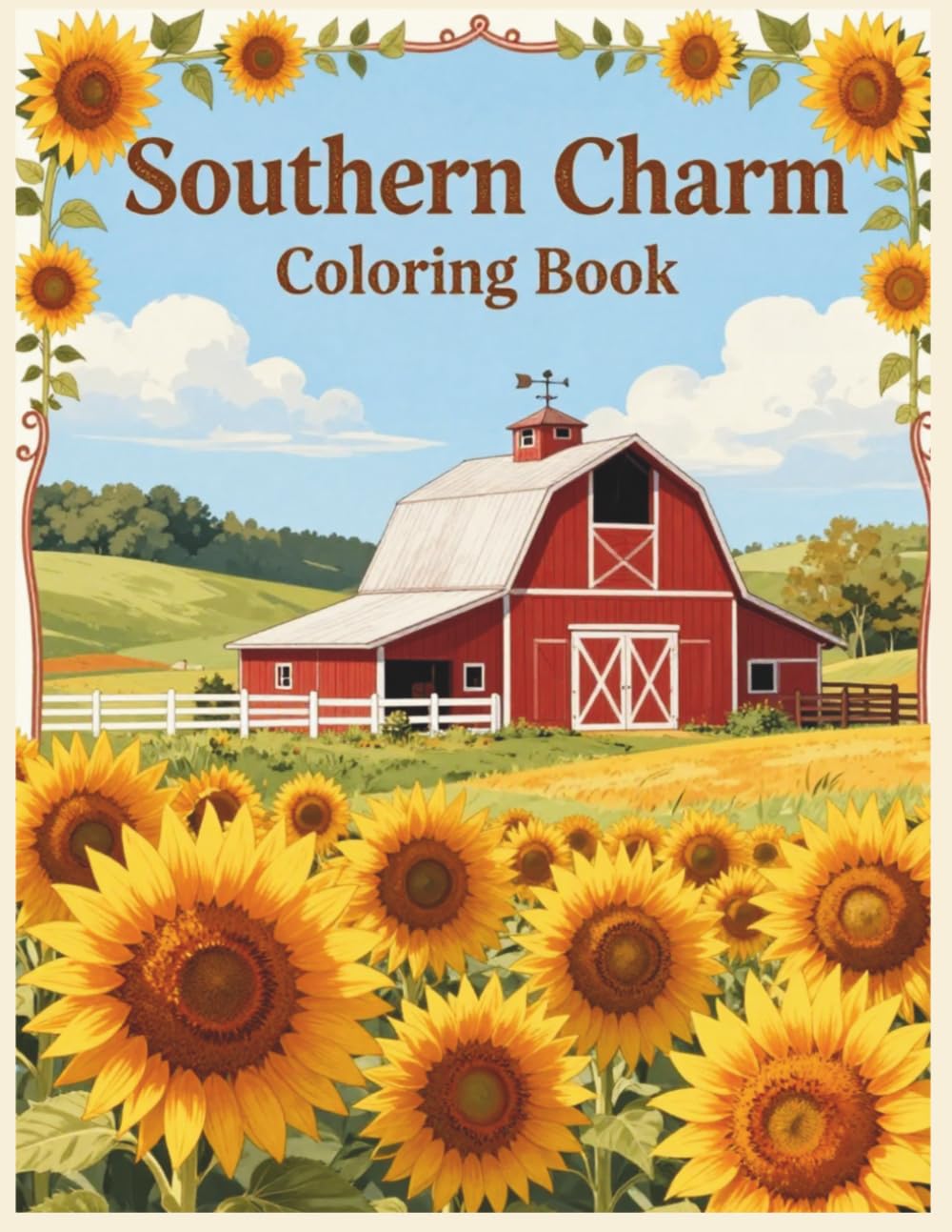 Southern Charm Coloring Book: A Cozy Farmhouse Southern Style Coloring Book