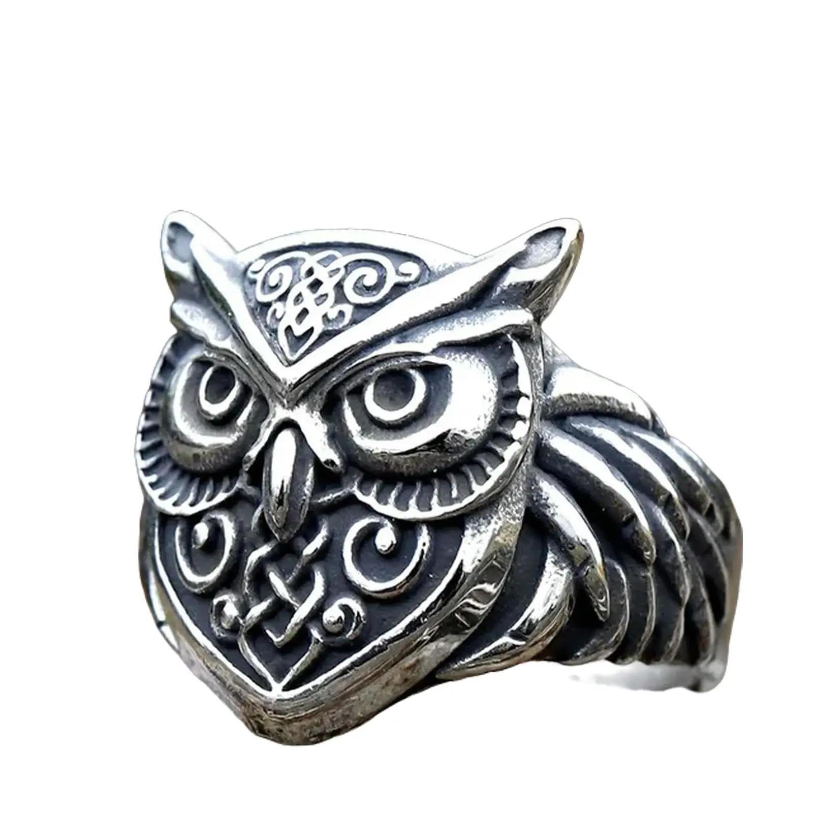 Odin Norse Anel Amulet Owl Head Viking Animal Rings For Men Women Retro Jewelry Gift Vintage