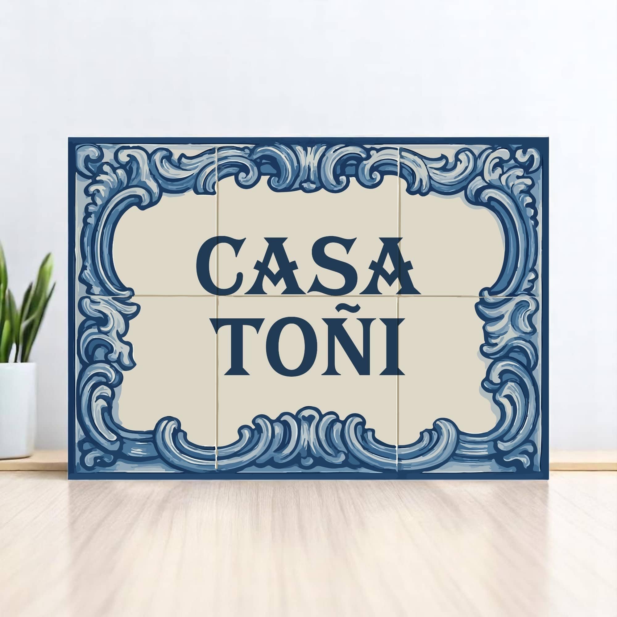 Azulejo personalizado estilo andaluz con texto 30x20 - Diseño 1, cerámica