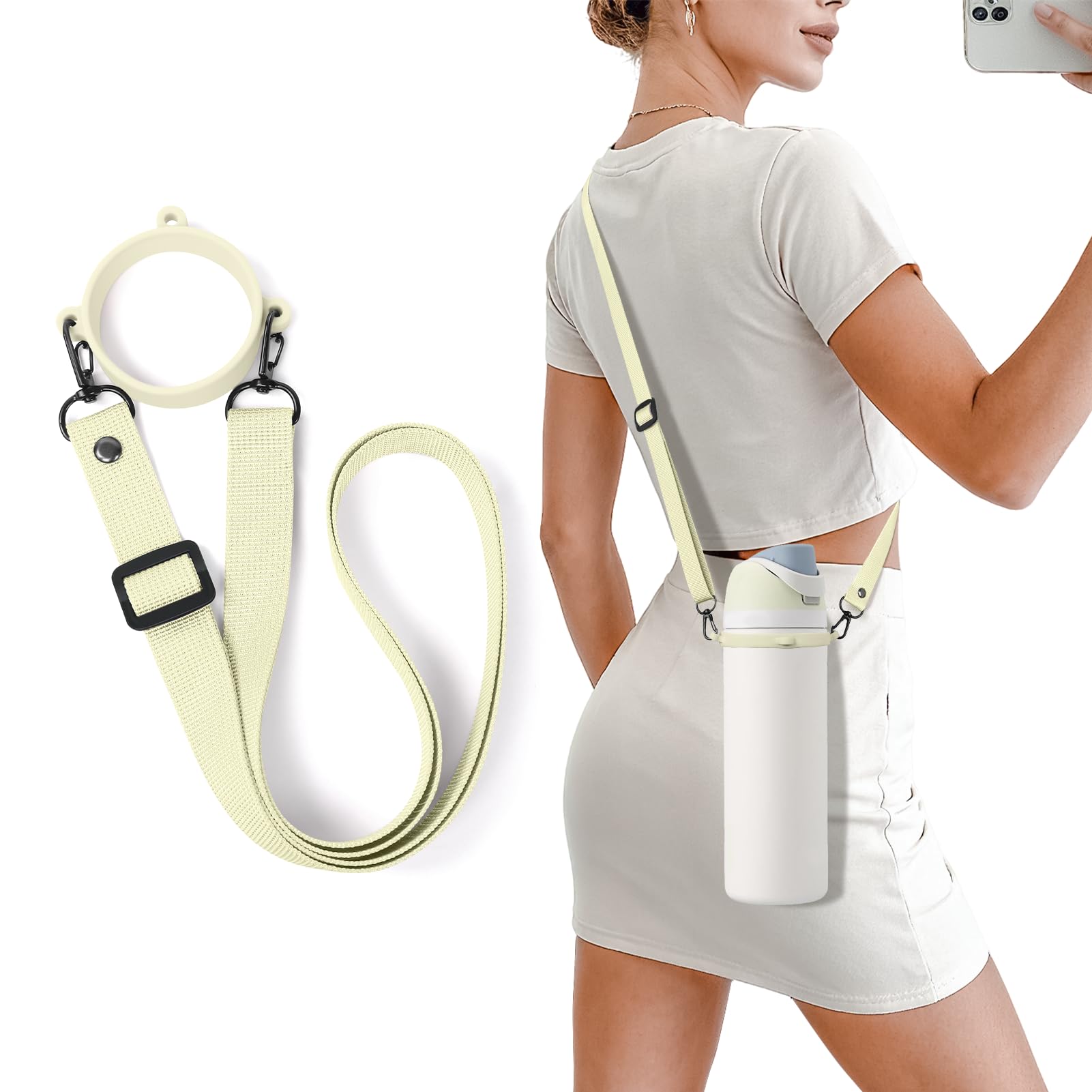 BKBY Water Bottle Strap Compatible with Owala Freesip Sway 30oz 40oz & Owala Freesip 24oz 32oz 40oz Water Bottle, Adjustable Braided Bottle Handle
