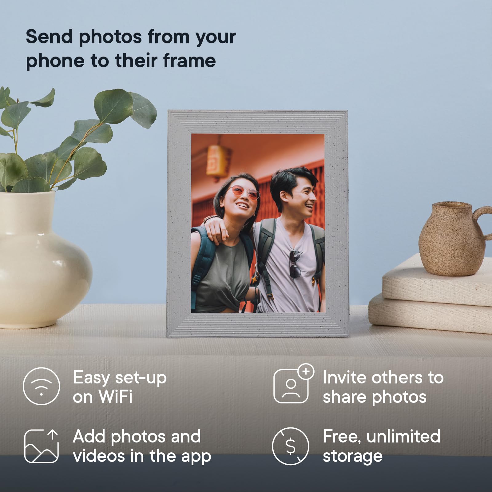 Aura Cadre photo numérique Mason Luxe écran 2K Wi-Fi 9,7 pouces | Le meilleur cadre numérique à offrir | Envoyez vos photos depuis votre téléphone | Installation rapide et facile grâce à l’application