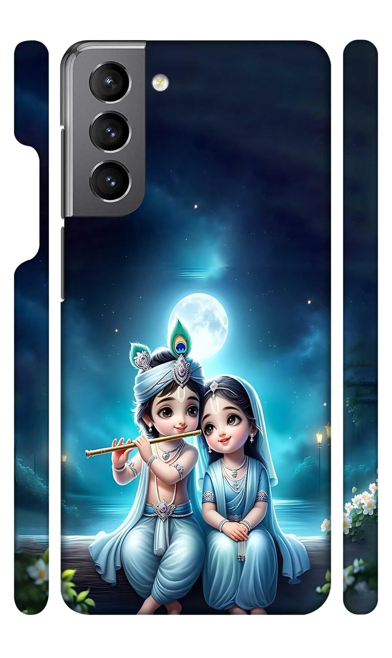 YAPZONE Cute Radha Krishna Moon Designer Printed Hard Back Cover for Samsung Galaxy S21 FE 5G Attractive and Uniquely Crafted Smartphone Case