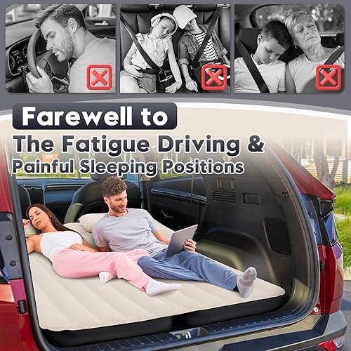 Miniatura 2 de Colchón de aire SUV para automóvil, campamento, 6 pulgadas, almohadilla gruesa para dormir, colchón SUV compatible con Toyota, Jeep, Tesla, cama
