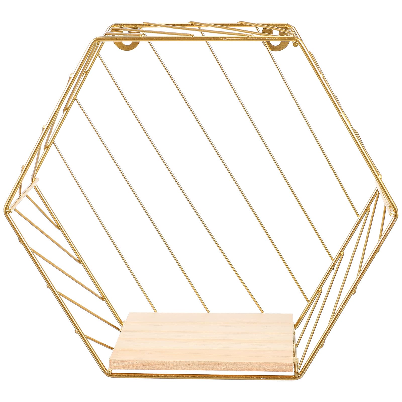 Estante de pared de hierro y madera sin taladro para baño negro