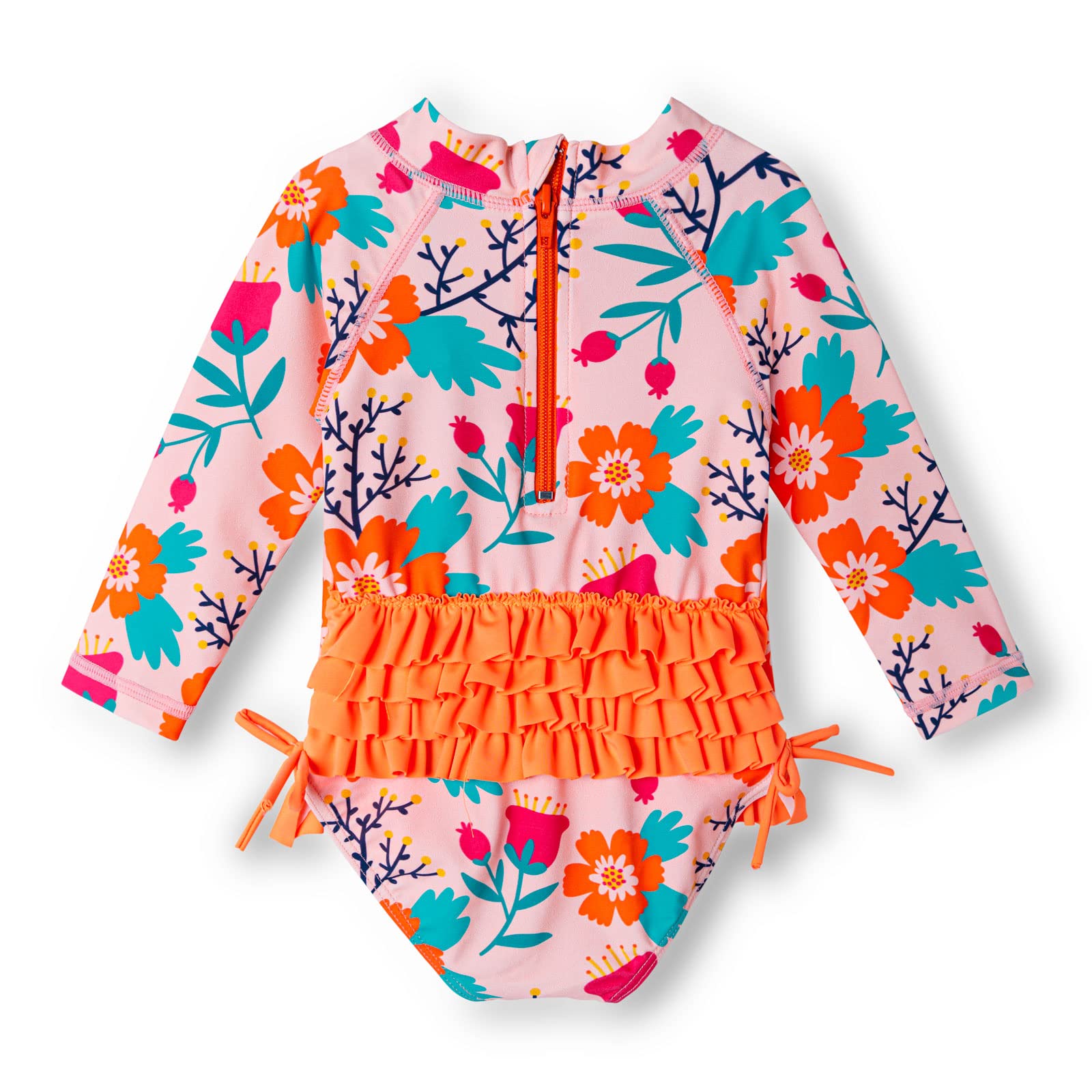 XFGIRLS Baby/Toddler Girls Swimsuit Long Sleeve One-Piece Bathing Suit Rash Guard for Kids UPF 50+ Swimwear