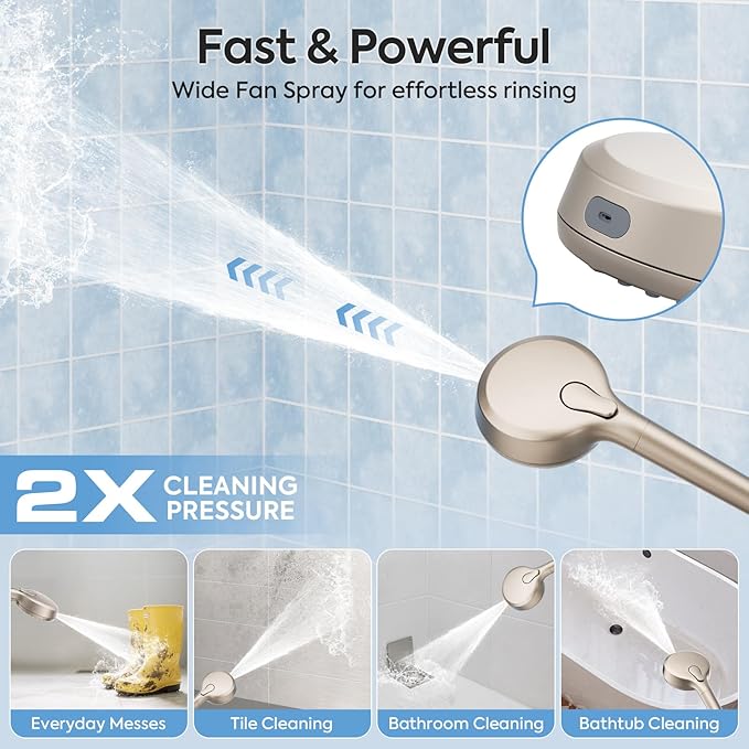 Regadera de Mano con Filtro de Alta Presión TEVIORA, 79" Manguera, 6 Modos miniatura 2