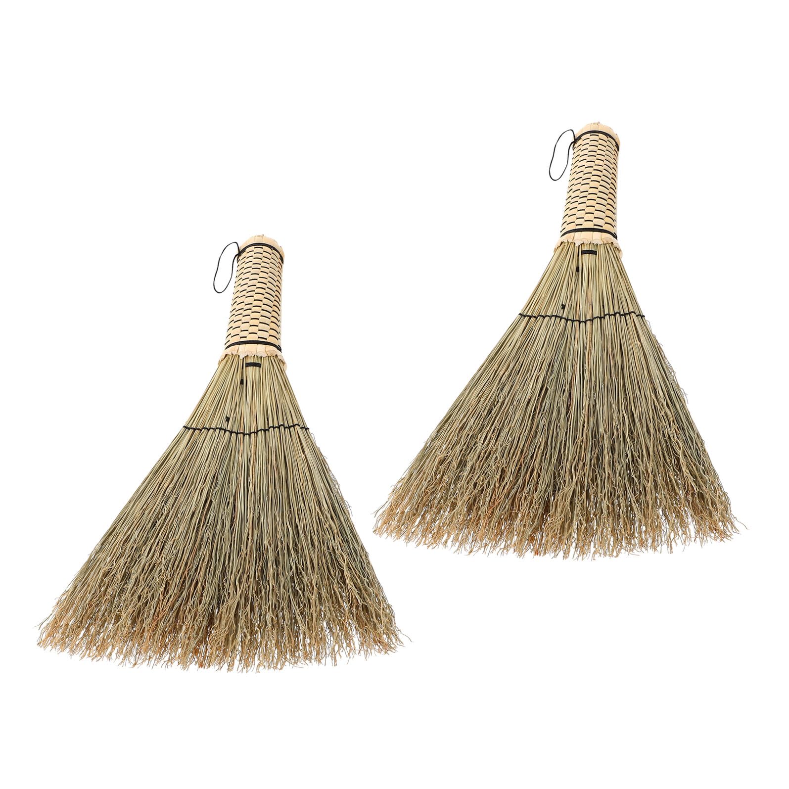 2 Escobas de Mano de Mango Corto, Fibra de Maíz, 12, 58 Pulgadas