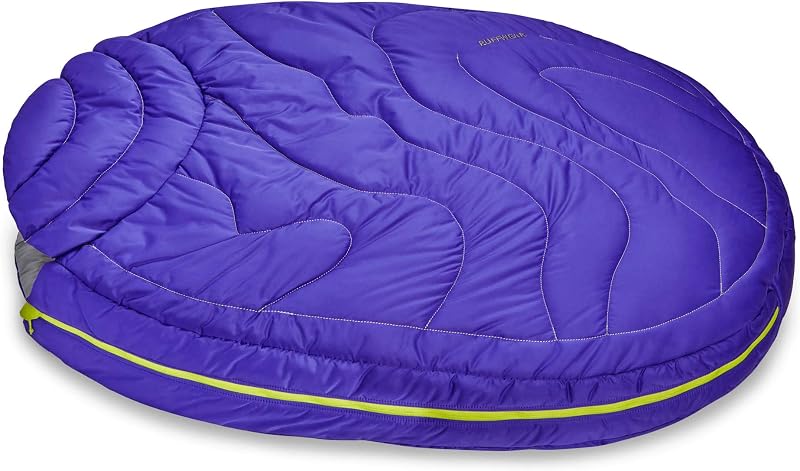Ruffwear, Highlands Dog Sleeping Bag, Huckleberry Blue, Large | Easy to Clean, Soft Insulated Comfort, Non-Slip Waterproof Base, Portable & Packable Dog Bed for Camping, Hiking & Travel