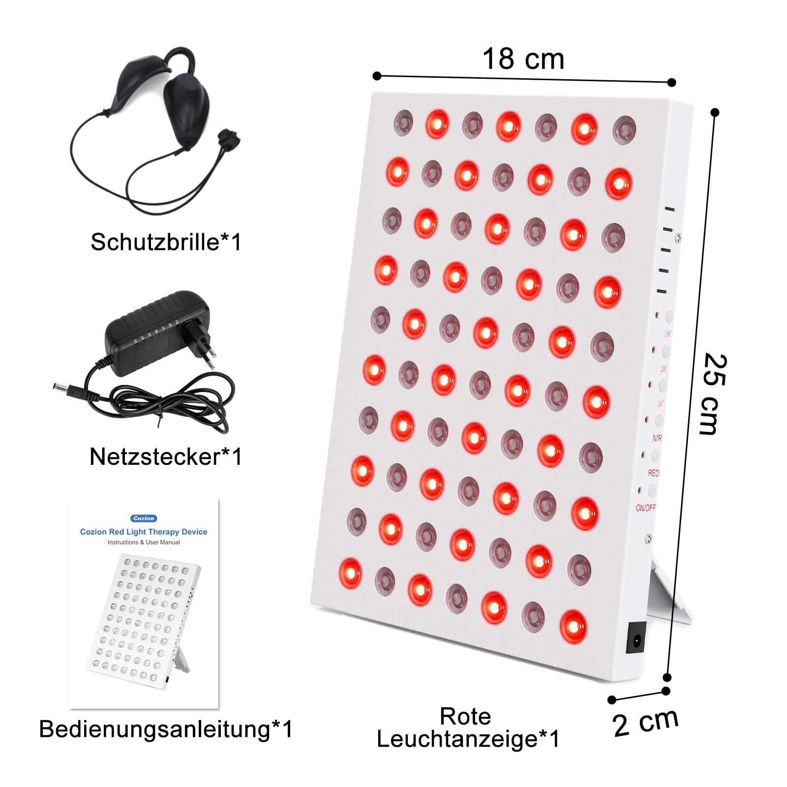 Dual-chip-Rotlicht-Beauty-Panel, 660 & 850 Rotlicht, 70 LED-Beauty-Lichter, Mit Timer Und Ständer, Geeignet Für Gesichtsbehandlungen (Das Licht Erzeugt Keine Wärme)