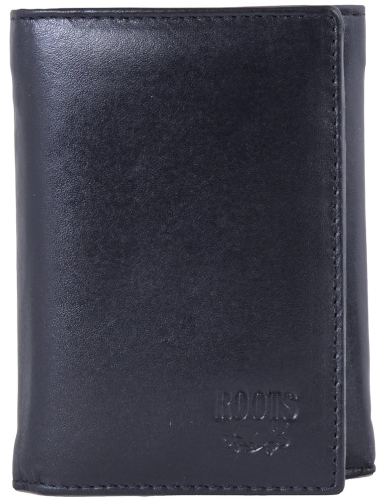 3/C FOLD WALLET BLACK ② I Card Holder Wallet Men's Black Tri-Fold Leather Slim Mini