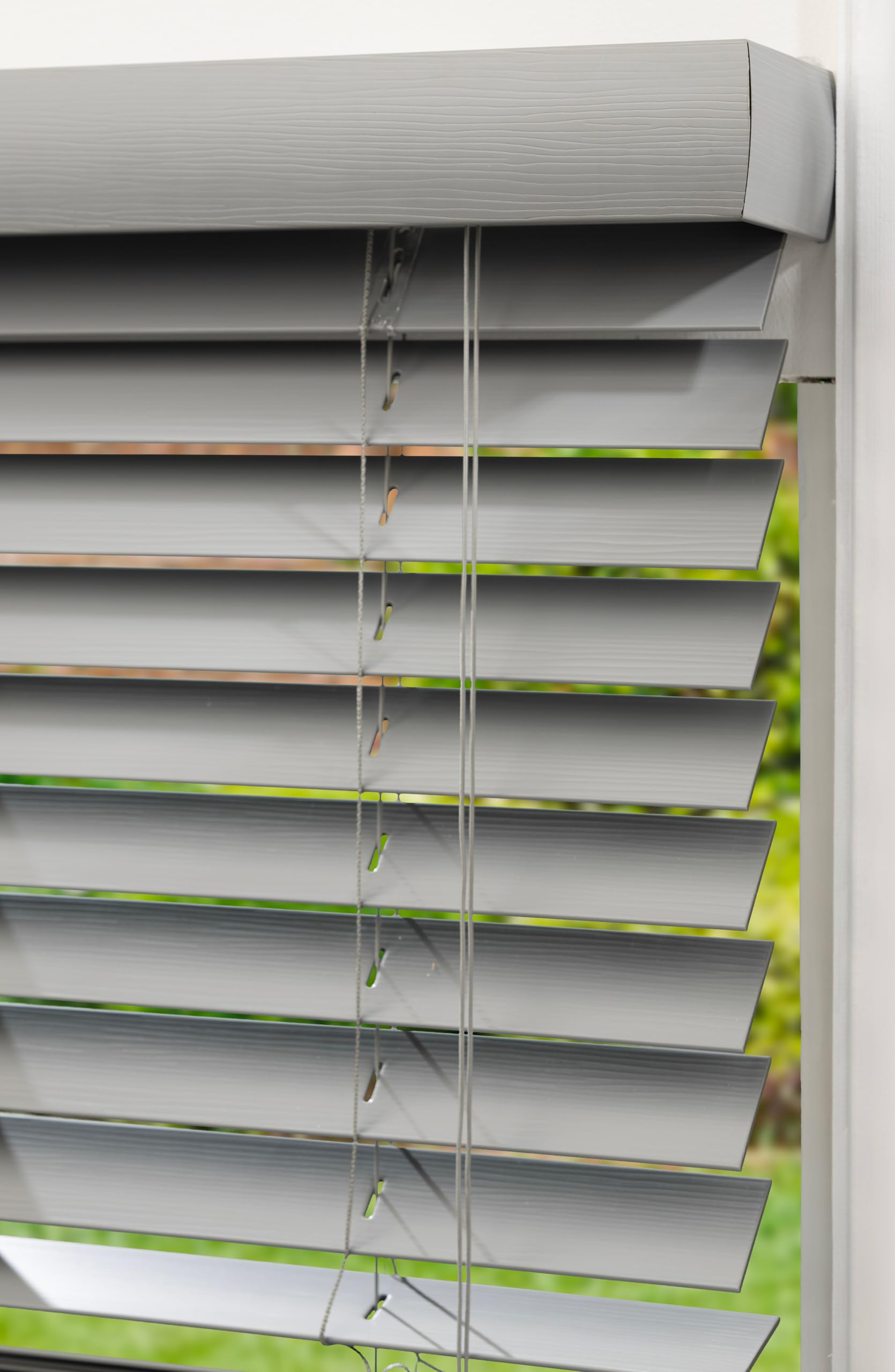 Lister Cartwright Woodgrain Fauxwood Venetian Blinds for Windows 50mm – Trimmable, Easy Fit Curtains, Child Safe – Durable Home & Office Blind(Pewter, 60 W x 120 H cm)