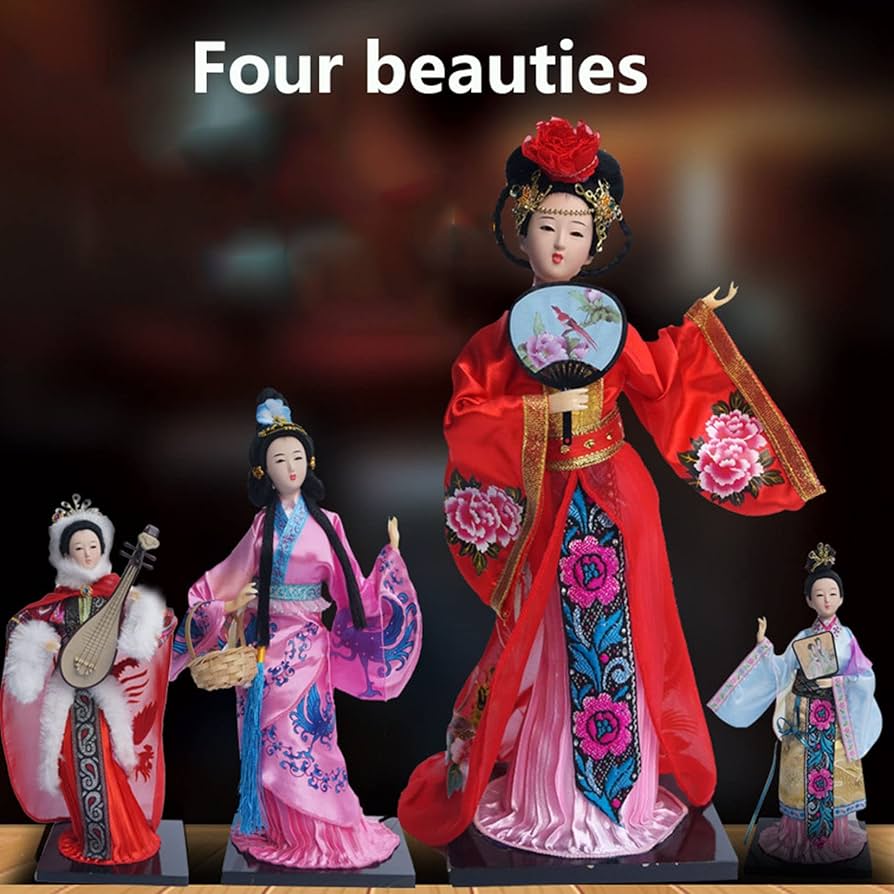 Amazon.co.jp: 中国人形テーブル装飾古代四美人形彫刻東方アジア