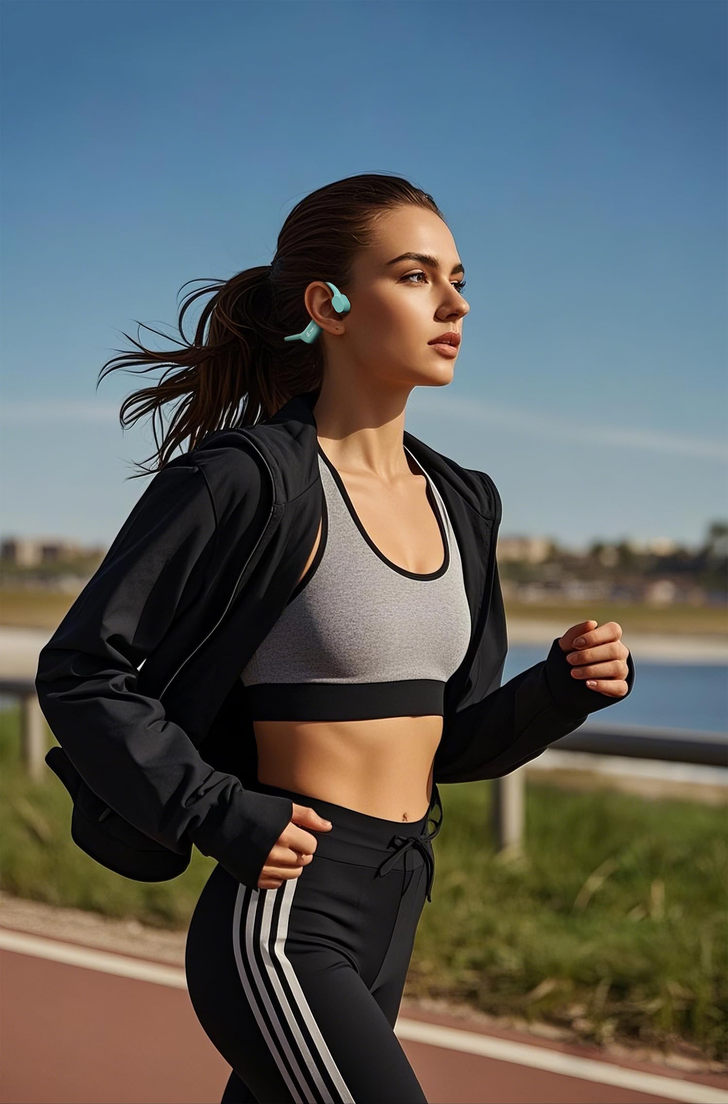 S+ Auriculares de conducción ósea Bluetooth de oreja abierta para deporte y entrenamiento, ciclismo (YQS azul)