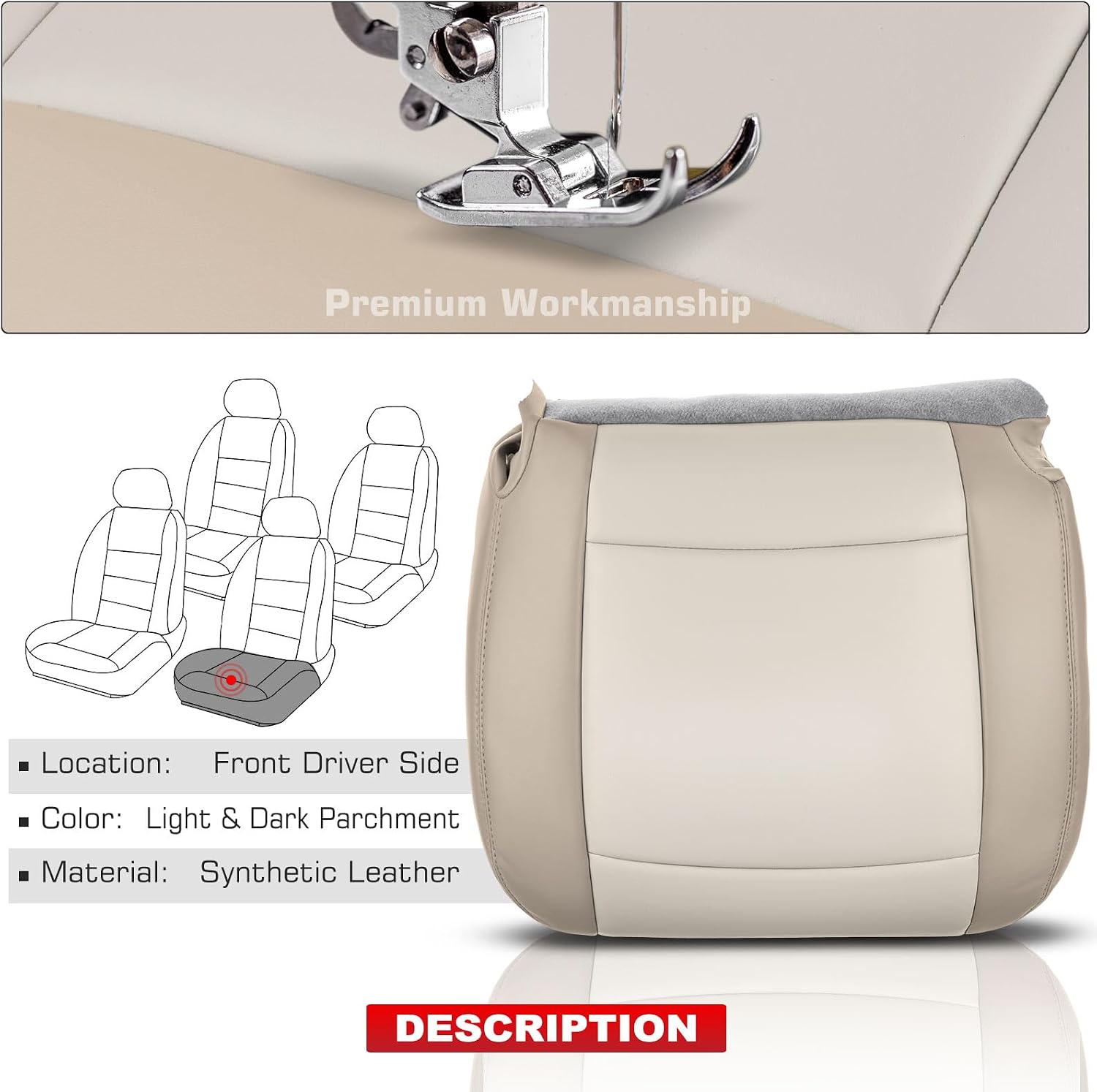 A-Premium Seat Cover Compatible with Ford Explorer 2006-2008 Front Driver Side