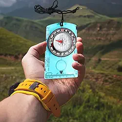 Bússola de caminhada profissional com régua de mapa para orientação, acampamento, navegação e aventuras de sobrevivência ao ar livre, 1 peça