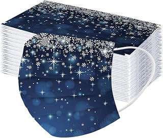 Holiday Disposable Face_mask for Women Christmas Snowflakes Printed with Designs 3ply Colored Paper_mask for Adults Men