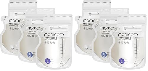 Miniatura 8 de Momcozy Bolsa de almacenamiento de leche materna, 8 onzas, cambio de color con detección de temperatura, 60 bolsas de leche materna con boquilla de
