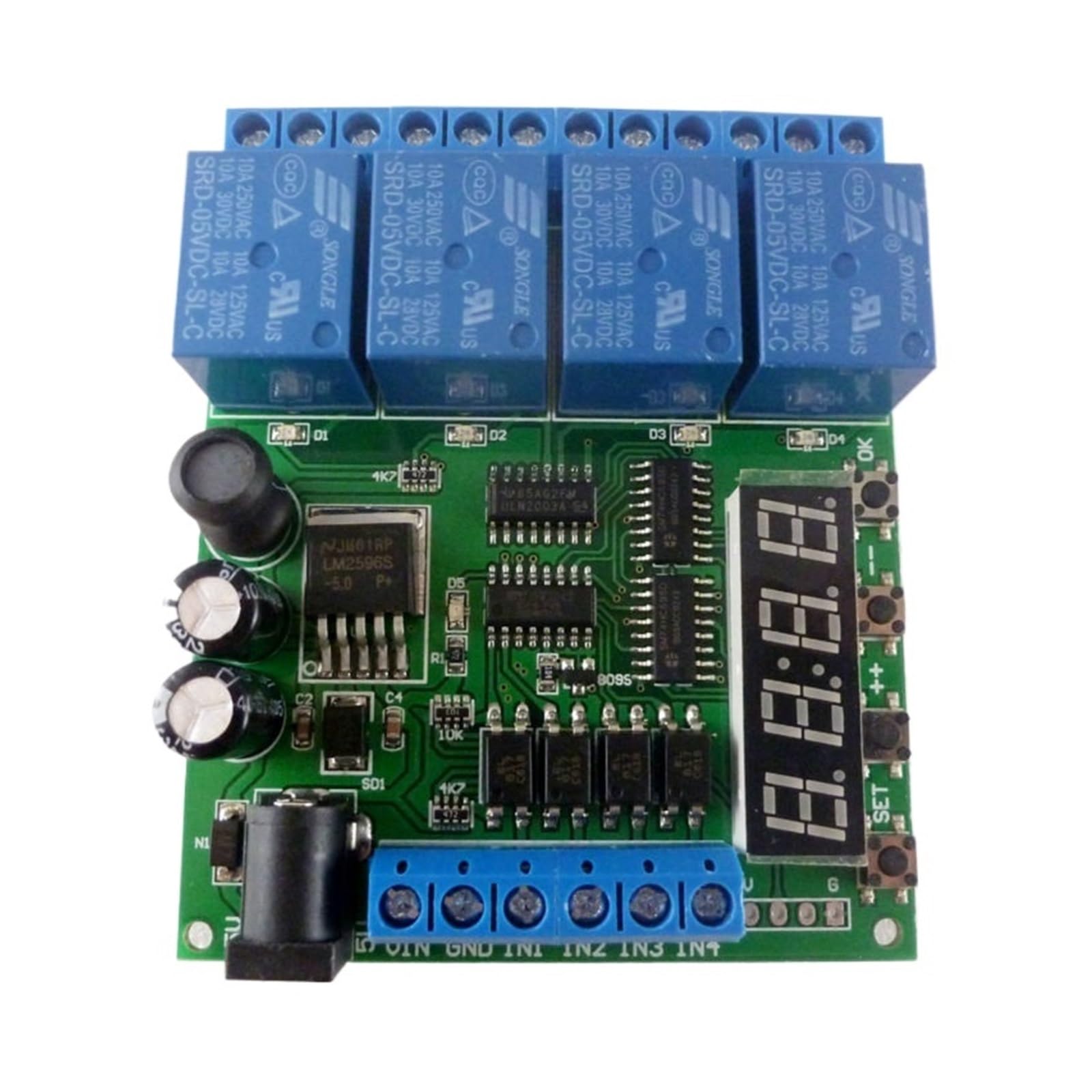 Modulo relè PLC Modulo relè timer ritardo ciclo multifunzione DC 12V a 4 canali for interblocco loop di temporizzazione autobloccante