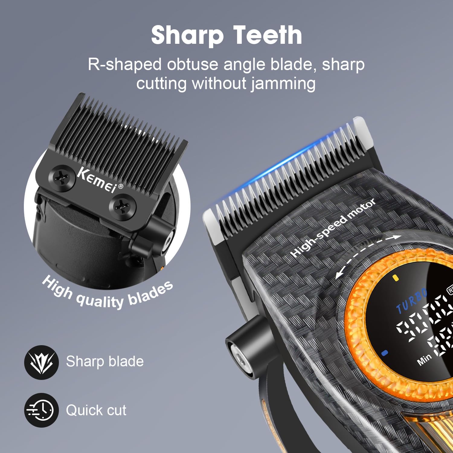 KEMEI Professional Hair Clippers for Men, Clippers for Hair Cutting, Barber Clippers, Cordless Rechargeable Hair Clipper, Haircut Clippers, Hair Cutting Tools, LED Display, Gifts for Men