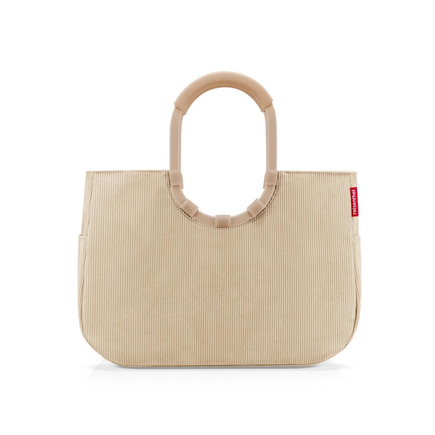reisenthel Loopshopper L - Sturdy Bag with Practical Compartments Made from Recycled PET Bottles - Charming and Water-Repellent Design Gold, Frame Cord Sand, 25 L