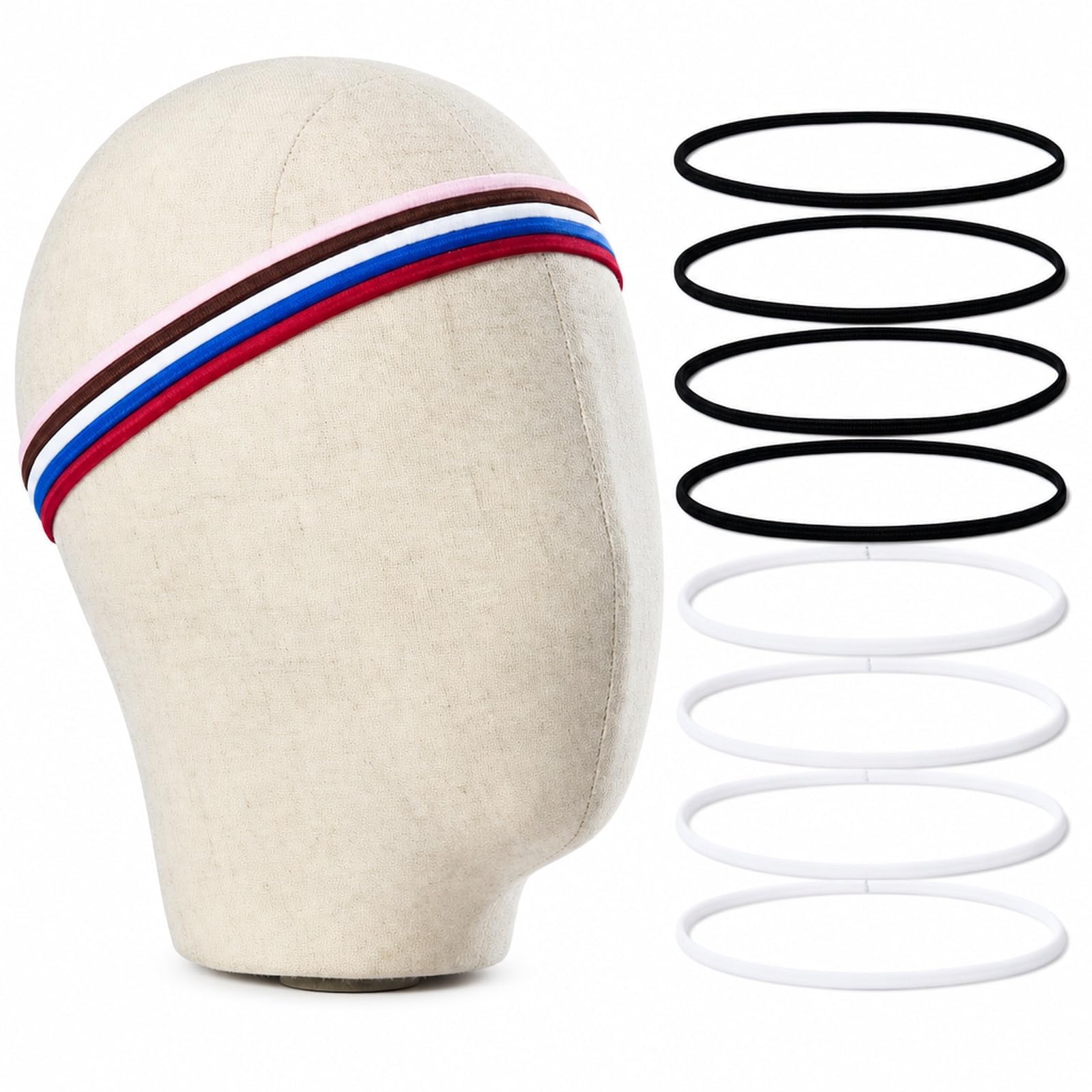 8pcs Hair Band for Men, Non-Slip Elastic Headband for Gym and Sports Activities, Head Band for Running and Yoga, Value Pack with Eight Headbands in Black and White Colors-image-8