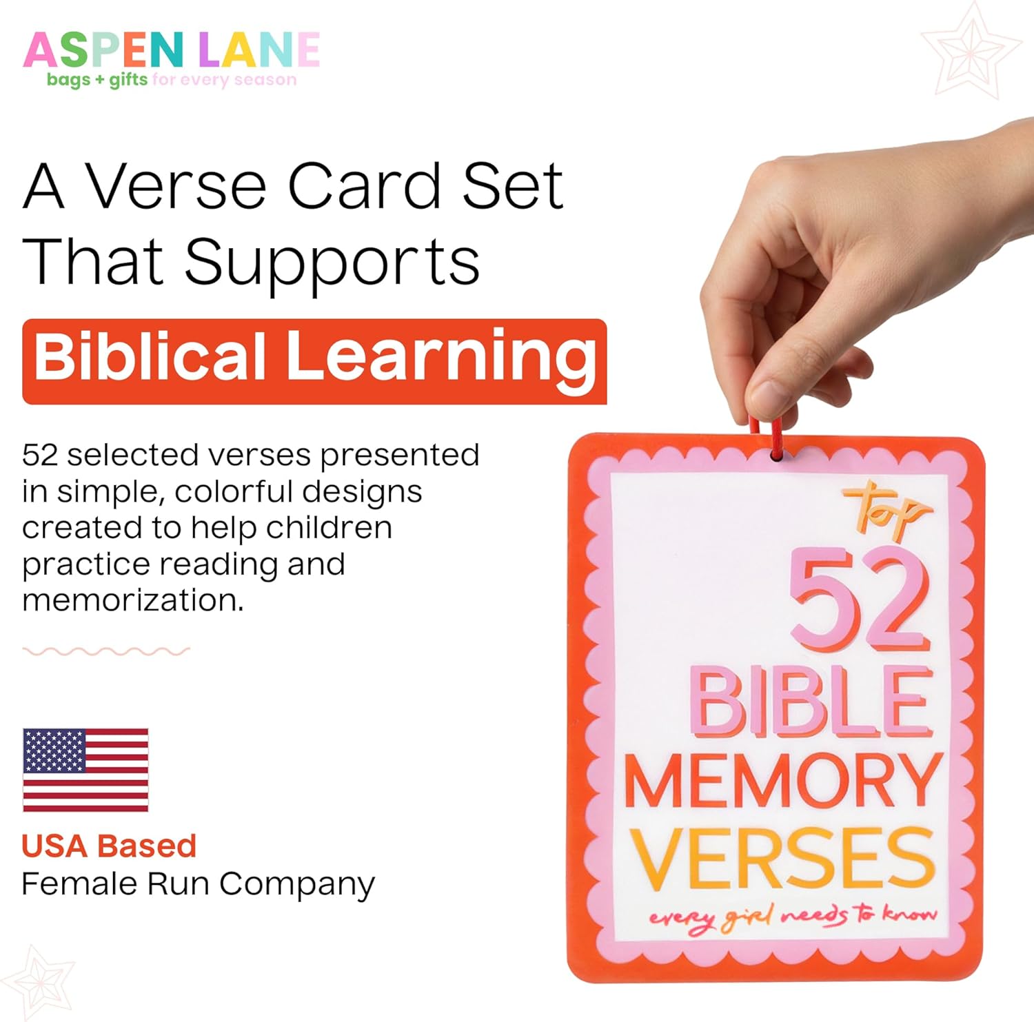 Aspen Lane 52 Verses Kids Bible Verse Cards Flash Cards (Pink) for Bible Study Supplies – Scripture Memory Cards for Children, Bible Study for Kids, Homeschool & Sunday School