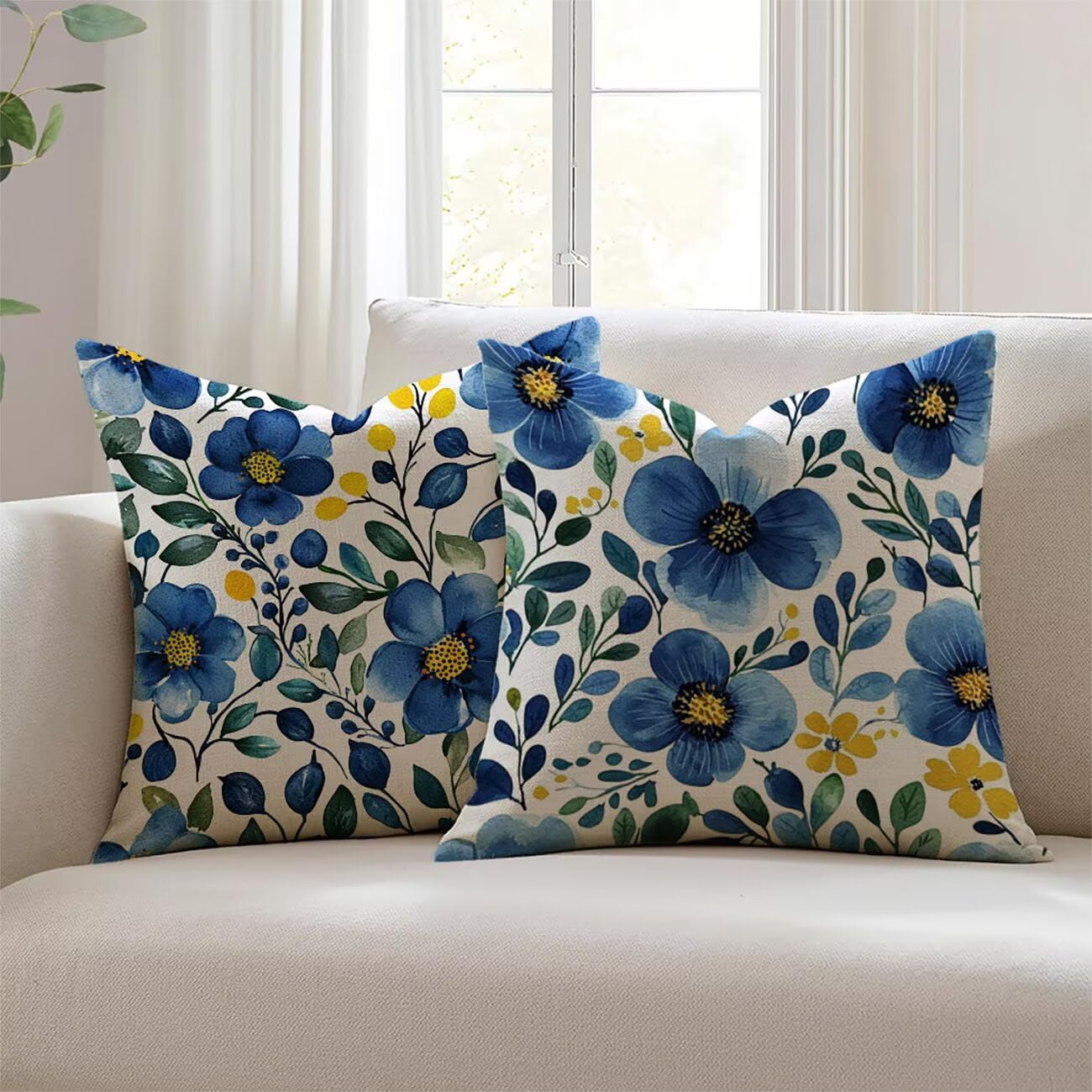 Housse de coussin imperméable 50x50cm fleur en lin pour protéger vos coussins extérieurs