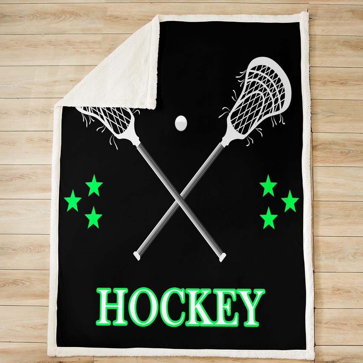 Hockey bandiera americana Sherpa coperta sportiva a tema in pile coperta per bambini decorazione hockey verde neon coperta di peluche palla gioco calda coperta sfocata regina 200 x 220 cm