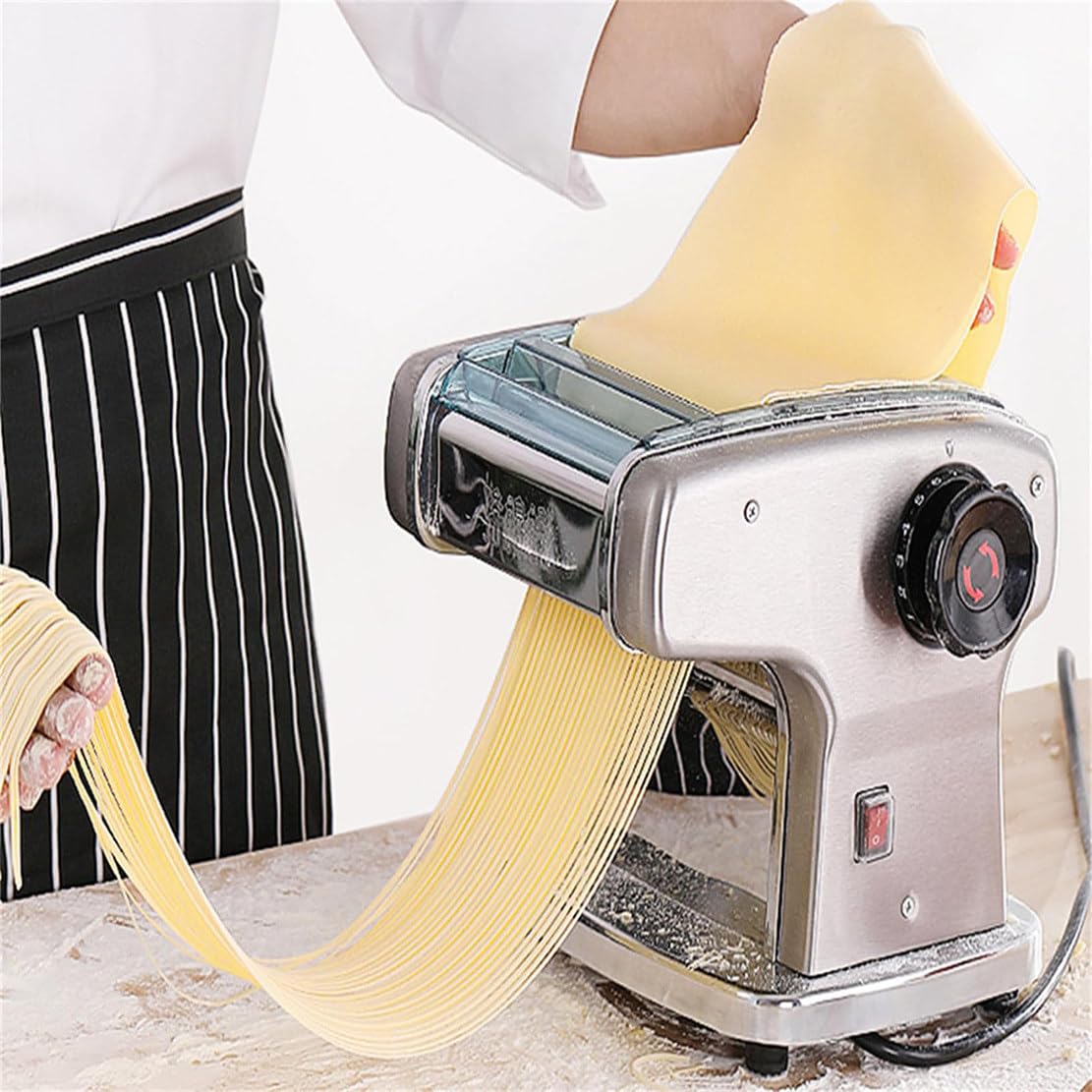 135W Electric Pasta Maker Machine - Commercial Pasta Roller Noodle Maker Machine, Pasta Extruder for Make Dough, Round Flat Noodles, Wide Noodles